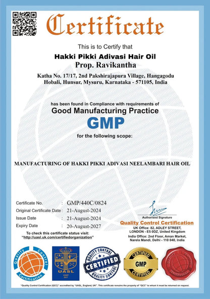 NEELAMBARI ADIVASI HAKKI PIKKI HAIR OIL ✅